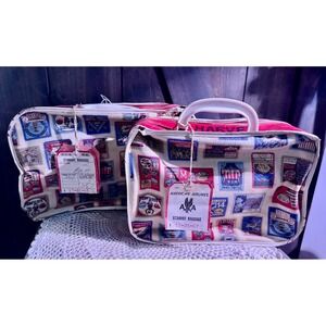 Vintage 1966-67 American Airlines Stamp Print Standby Baggage Travel Luggage Set